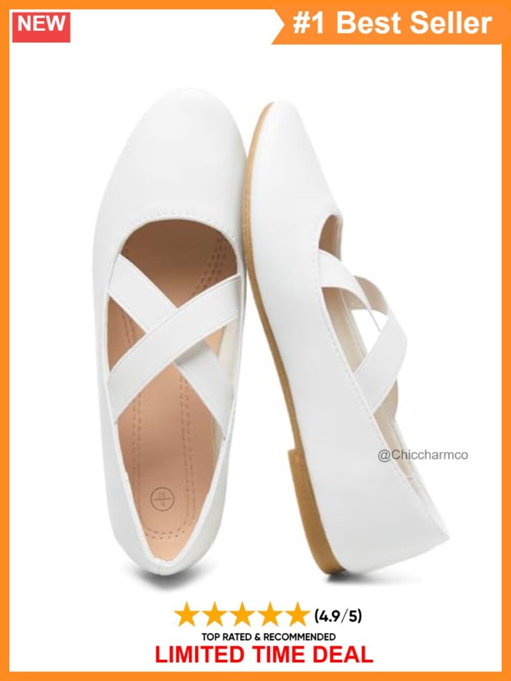 Women's Ballet Mary Jane Flats Faux Leather Criss Cross Elastic Strap Slip On